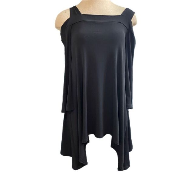 Clara Sun Woo Black Drop Shoulder Asymmetrical Minimalist Black Top Size Medium - Picture 1 of 7
